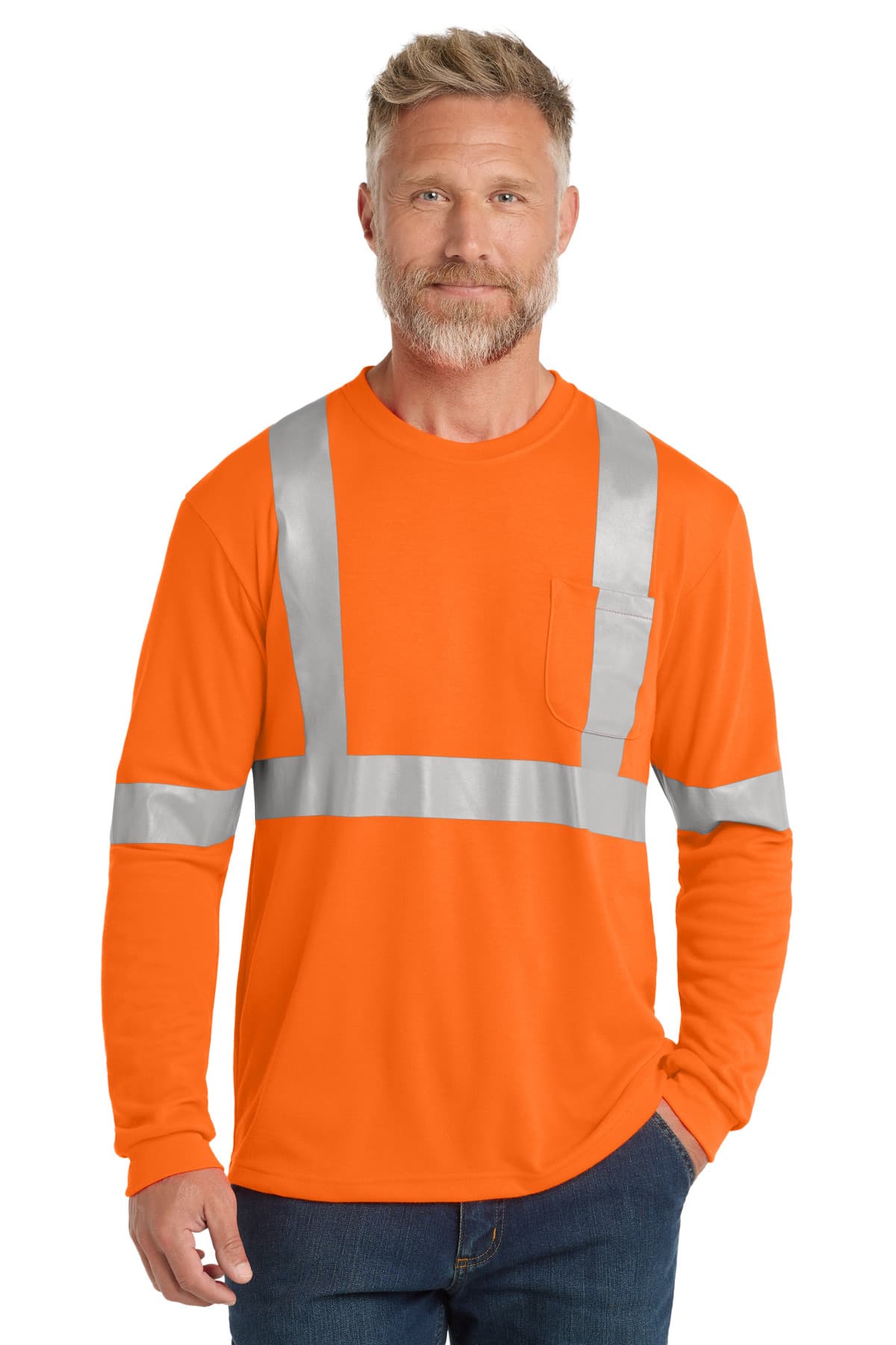 CornerStone CS401LS in Safety Orange/ Reflective β custom apparel by Jam 4 Apparel