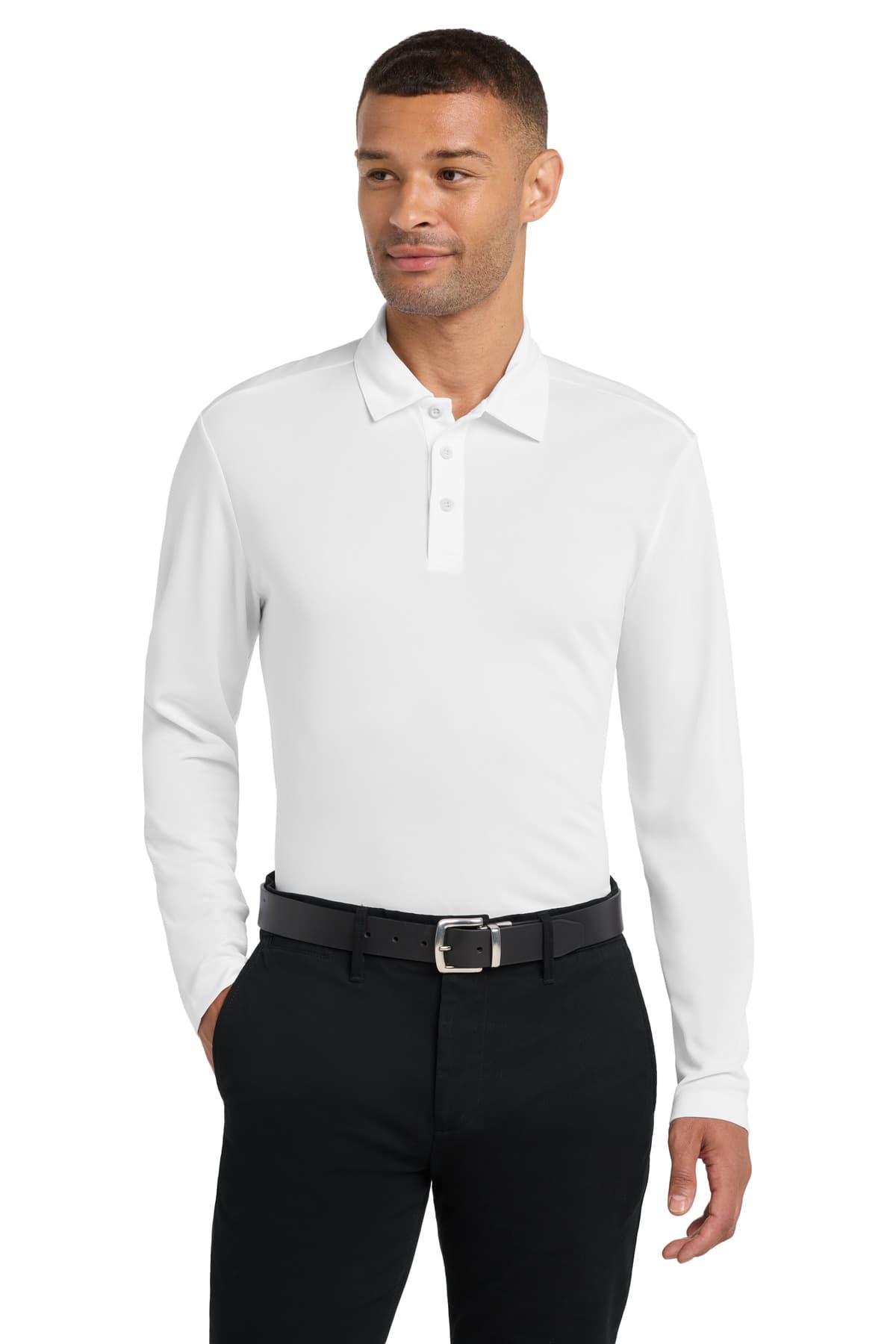 Port Authority K540LS in White β custom apparel by Jam 4 Apparel