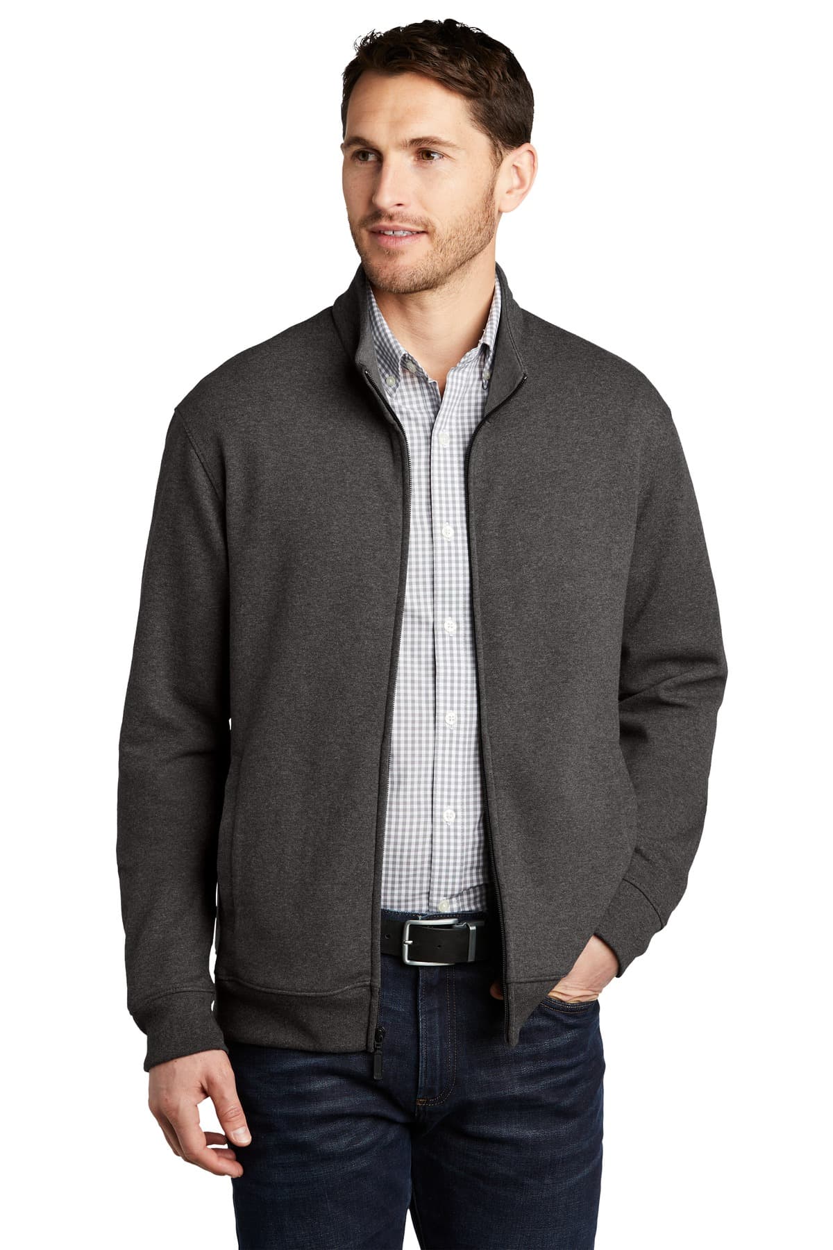 Port Authority K809 in Charcoal Heather/ Medium Heather Grey — custom apparel by Jam 4 Apparel