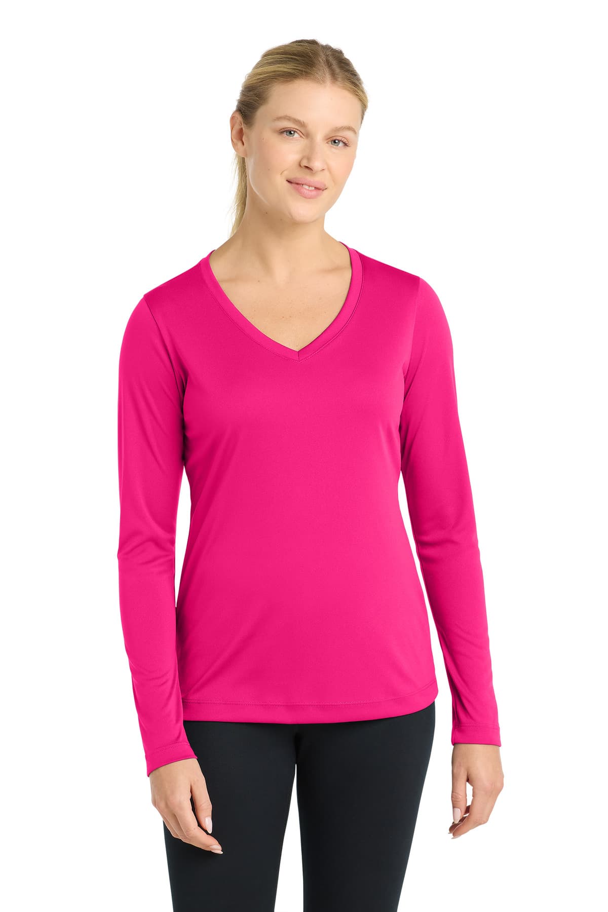 Sport-Tek LST353LS in Pink Raspberry β custom apparel by Jam 4 Apparel