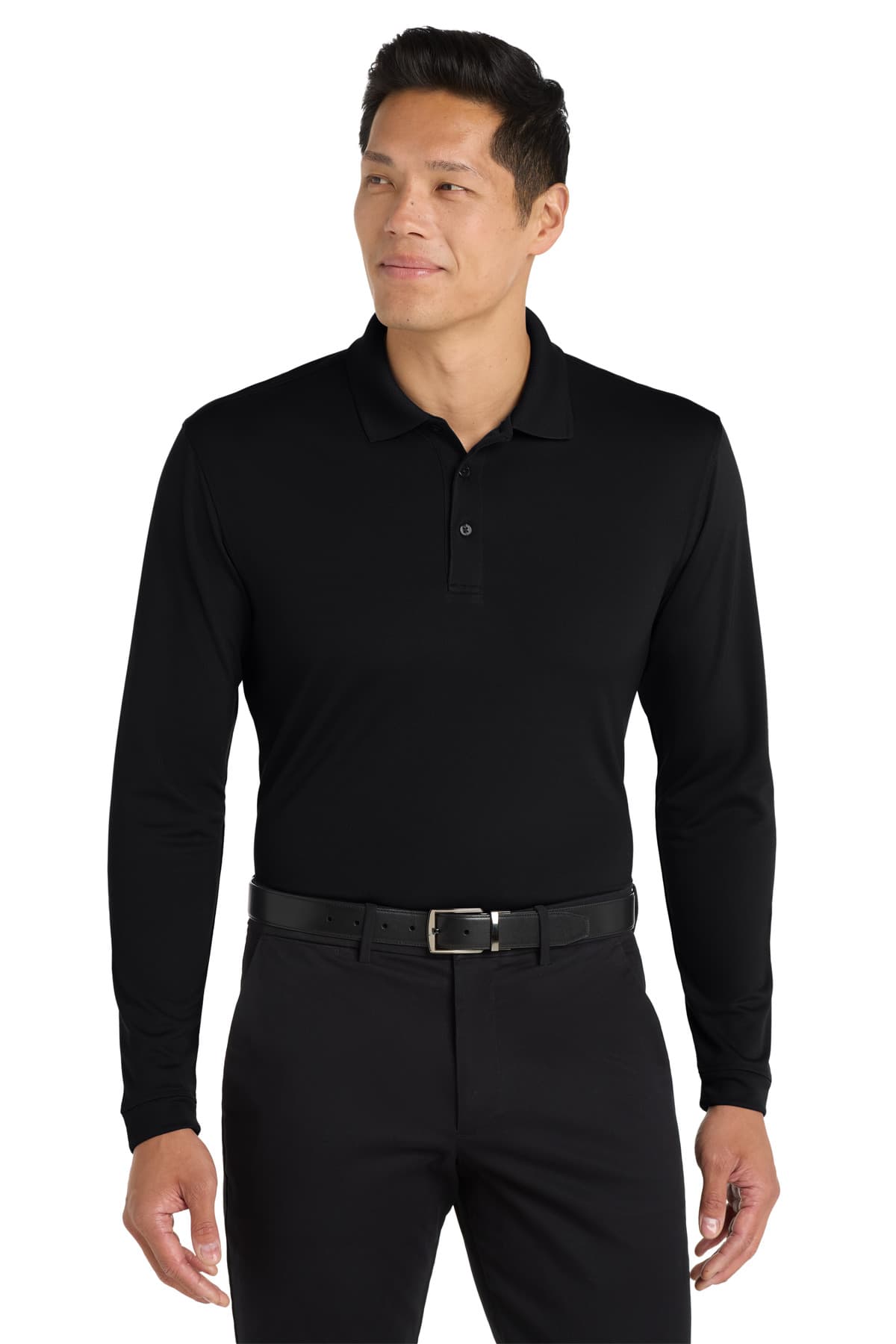 Port Authority K110LS in Deep Black β custom apparel by Jam 4 Apparel