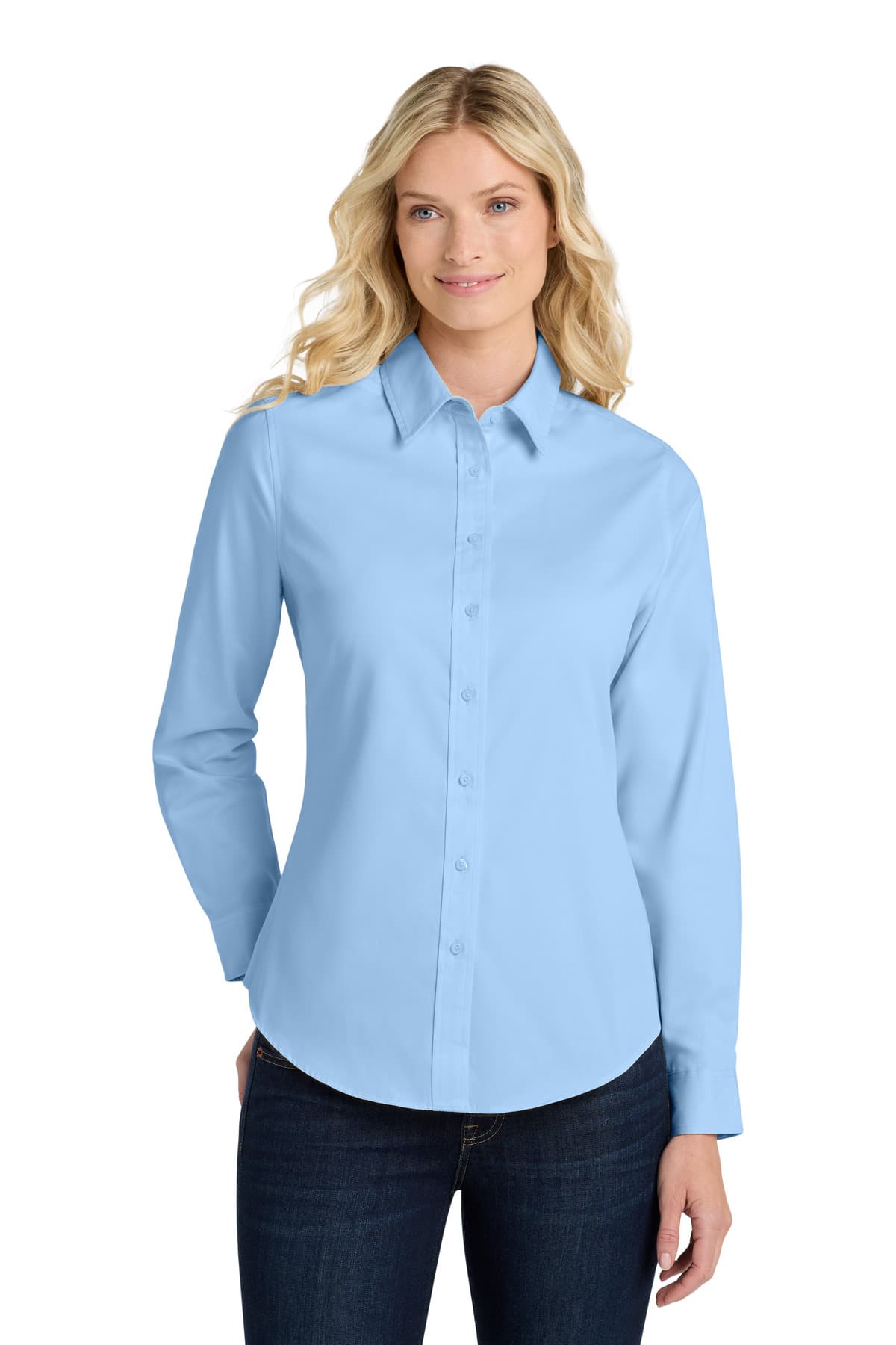 Port Authority L608 in Light Blue/ Light Stone — custom apparel by Jam 4 Apparel