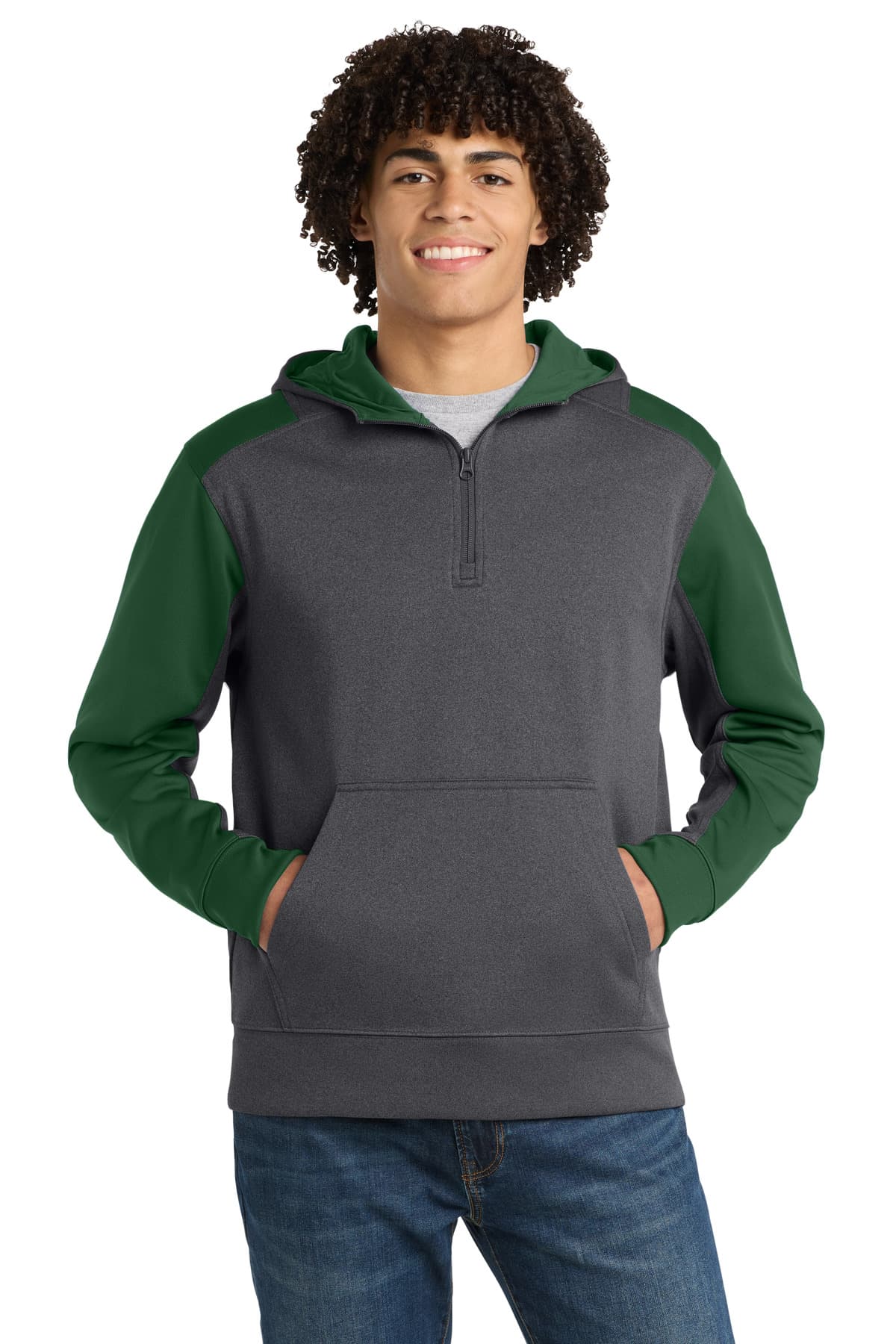 Sport-Tek ST249 in Graphite Heather/ Forest Green — custom apparel by Jam 4 Apparel