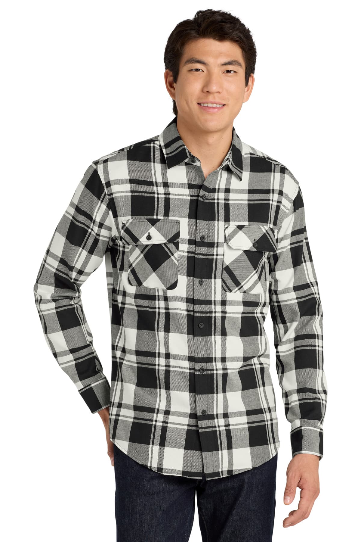 Port Authority W668 in Snow White/ Black — custom apparel by Jam 4 Apparel