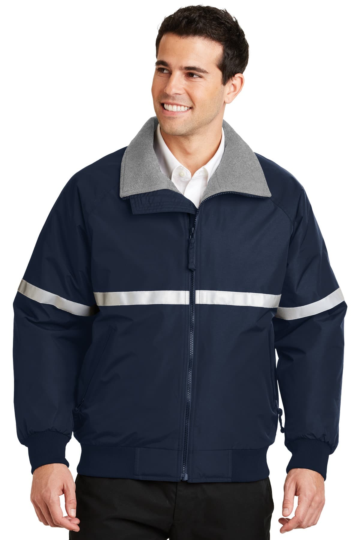 Port Authority J754R in True Navy/ Grey Heather/ Reflective β custom apparel by Jam 4 Apparel