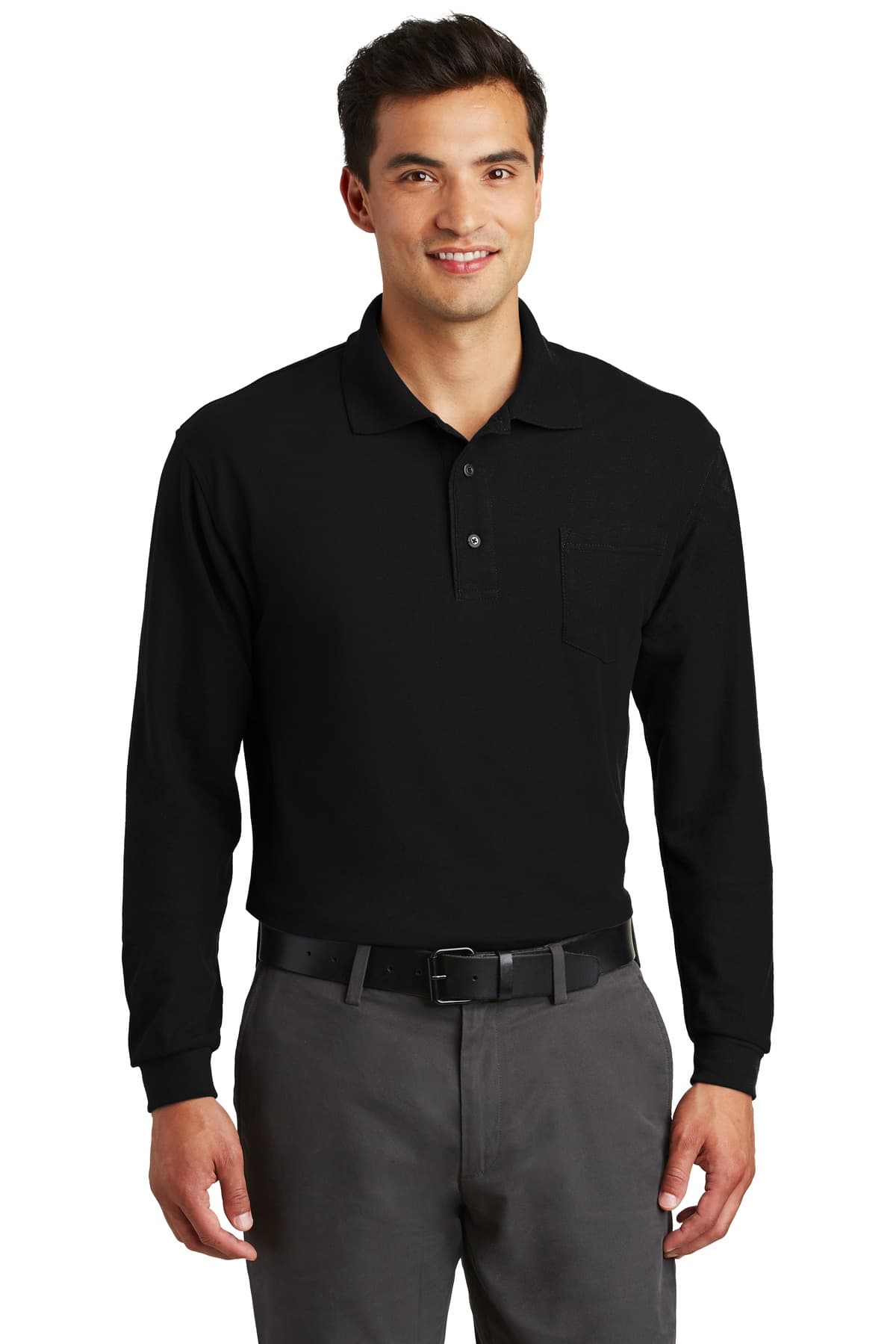 Port Authority K500LSP in Black β custom apparel by Jam 4 Apparel