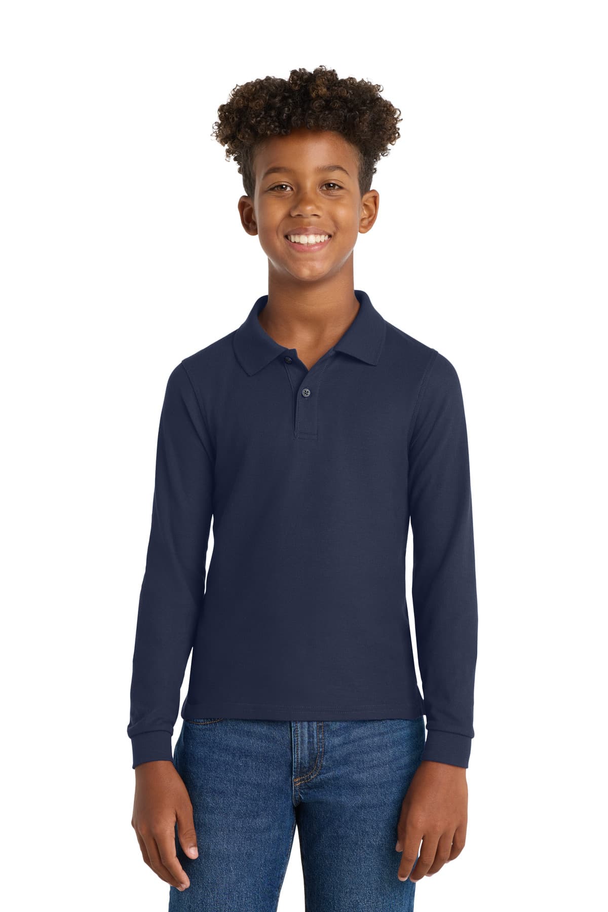 Port Authority Y500LS in Navy β custom apparel by Jam 4 Apparel