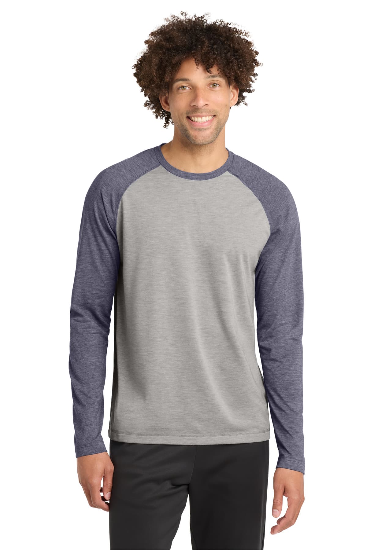 Sport-Tek ST400LS in True Navy Heather/ Light Grey Heather β custom apparel by Jam 4 Apparel