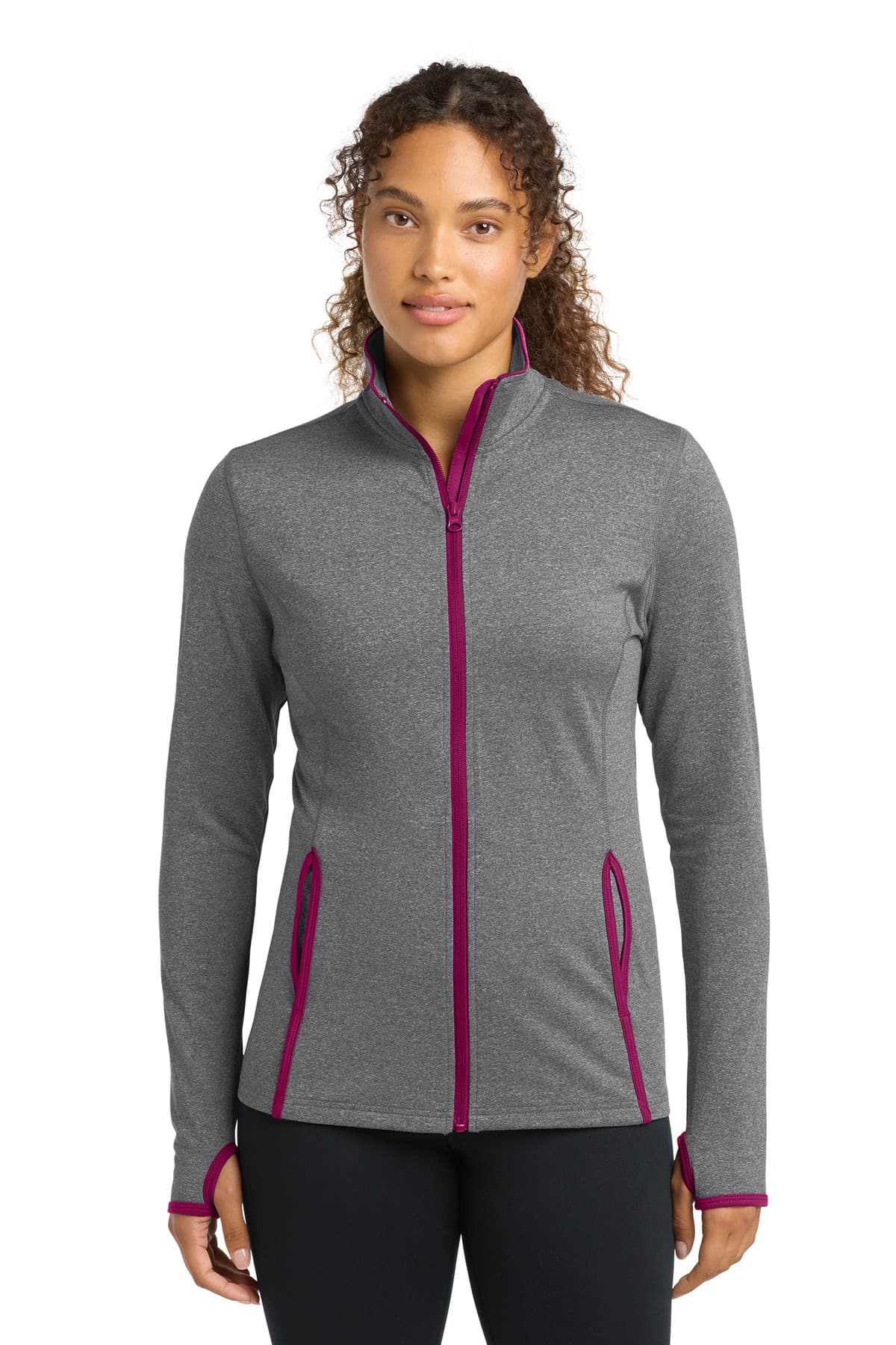 Sport-Tek LST853 in Charcoal Grey Heather/ Pink Rush β custom apparel by Jam 4 Apparel