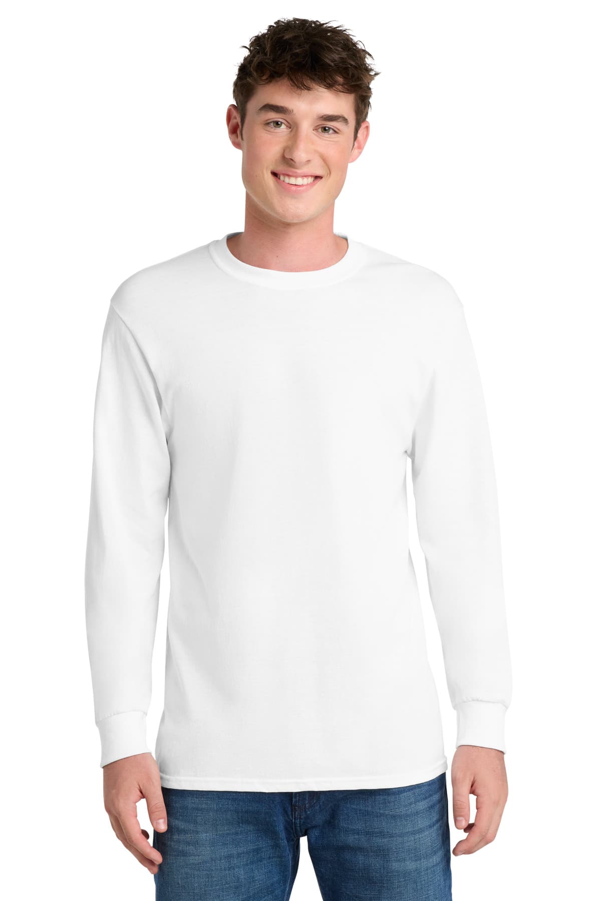 Port & Co PC55LS in White β custom apparel by Jam 4 Apparel