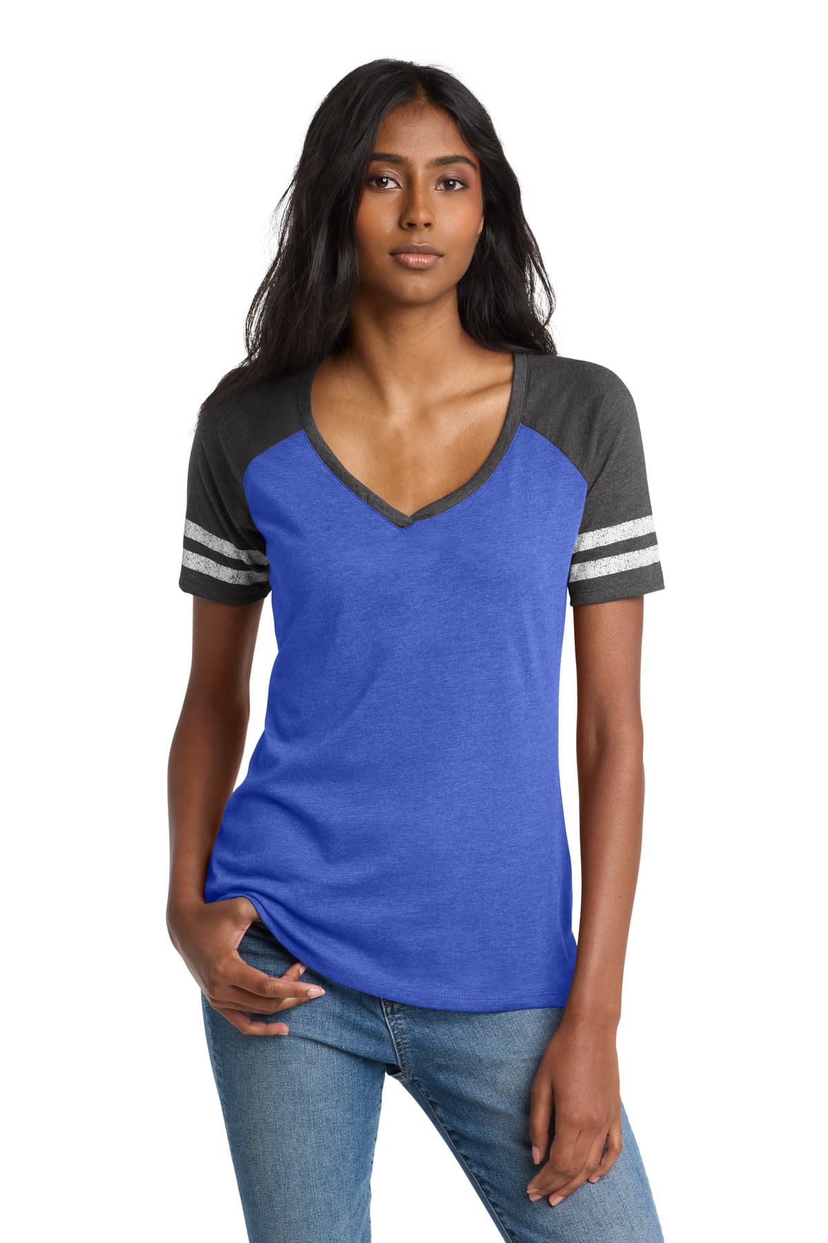 District DM476 in Heathered True Royal/ Heathered Charcoal β custom apparel by Jam 4 Apparel