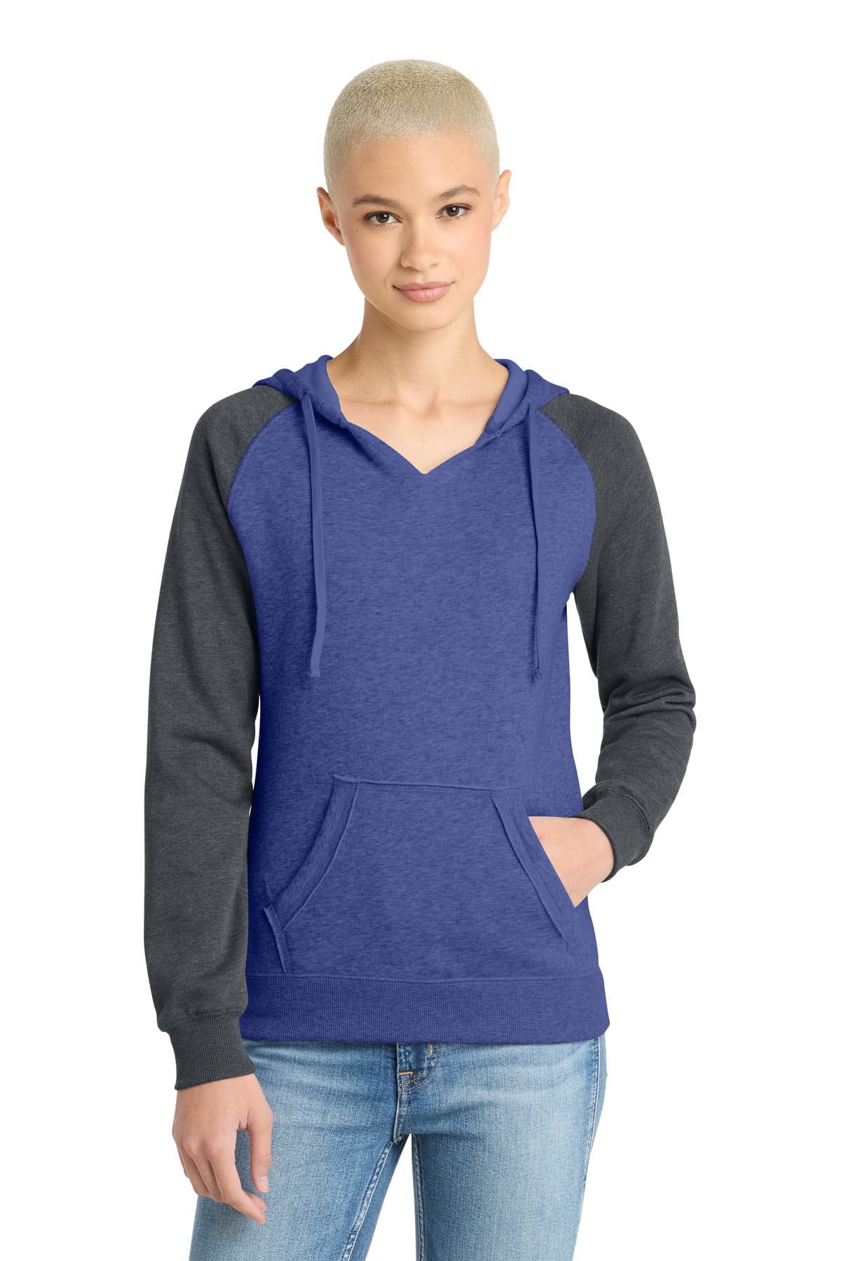 District DT296 in Heathered Deep Royal/ Heathered Charcoal β custom apparel by Jam 4 Apparel