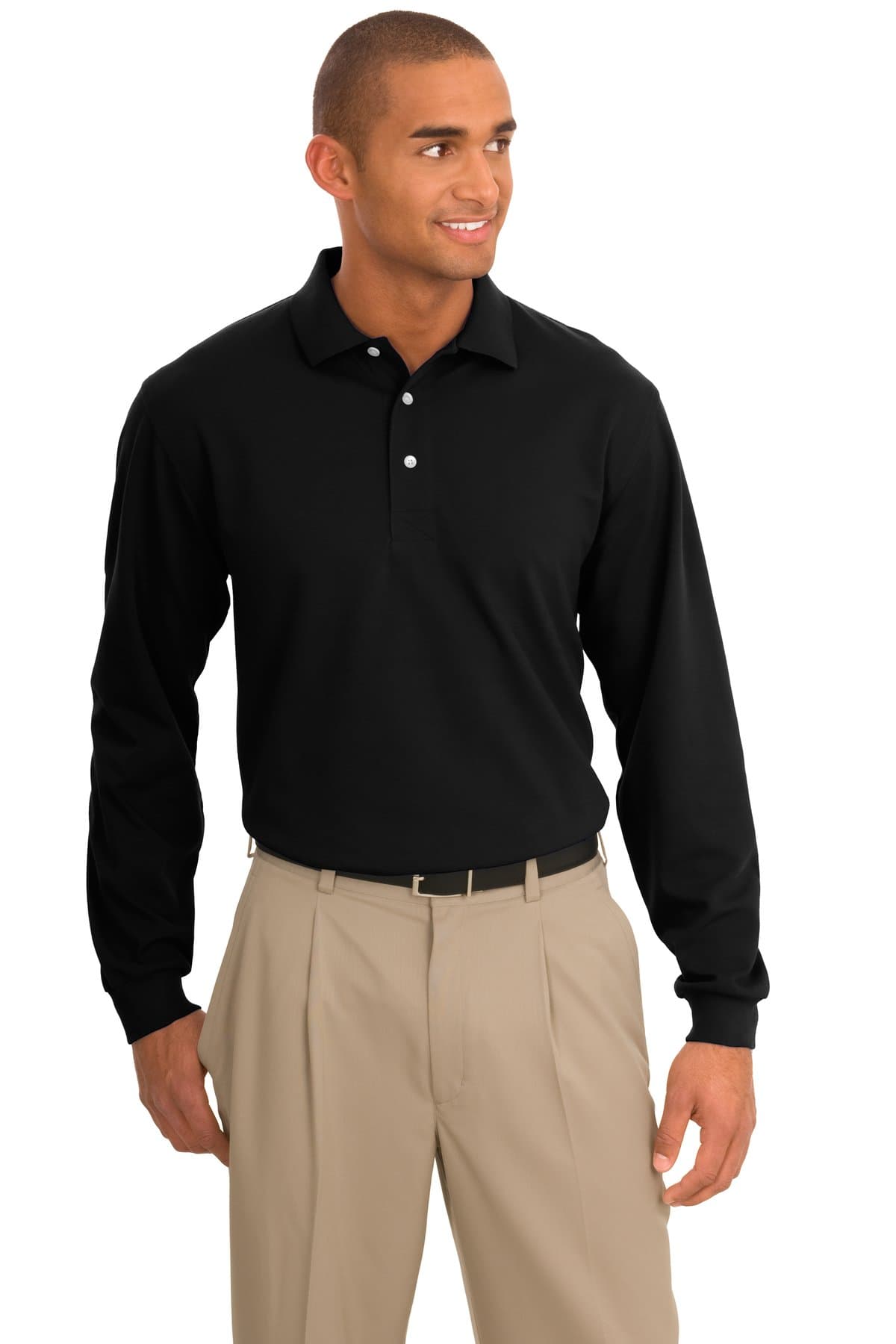 Port Authority K455LS in Jet Black β custom apparel by Jam 4 Apparel